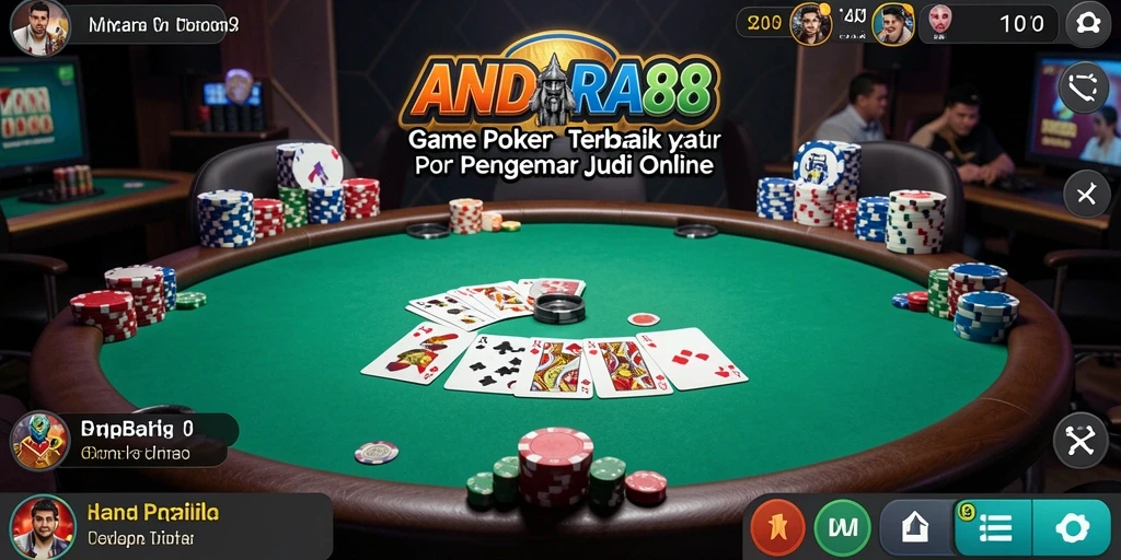 Tampilan gameplay seru dalam aplikasi ANDARA88 saat bermain poker.