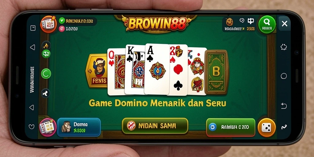 Screenshot utama BROWIN88 menampilkan serunya gameplay Domino.